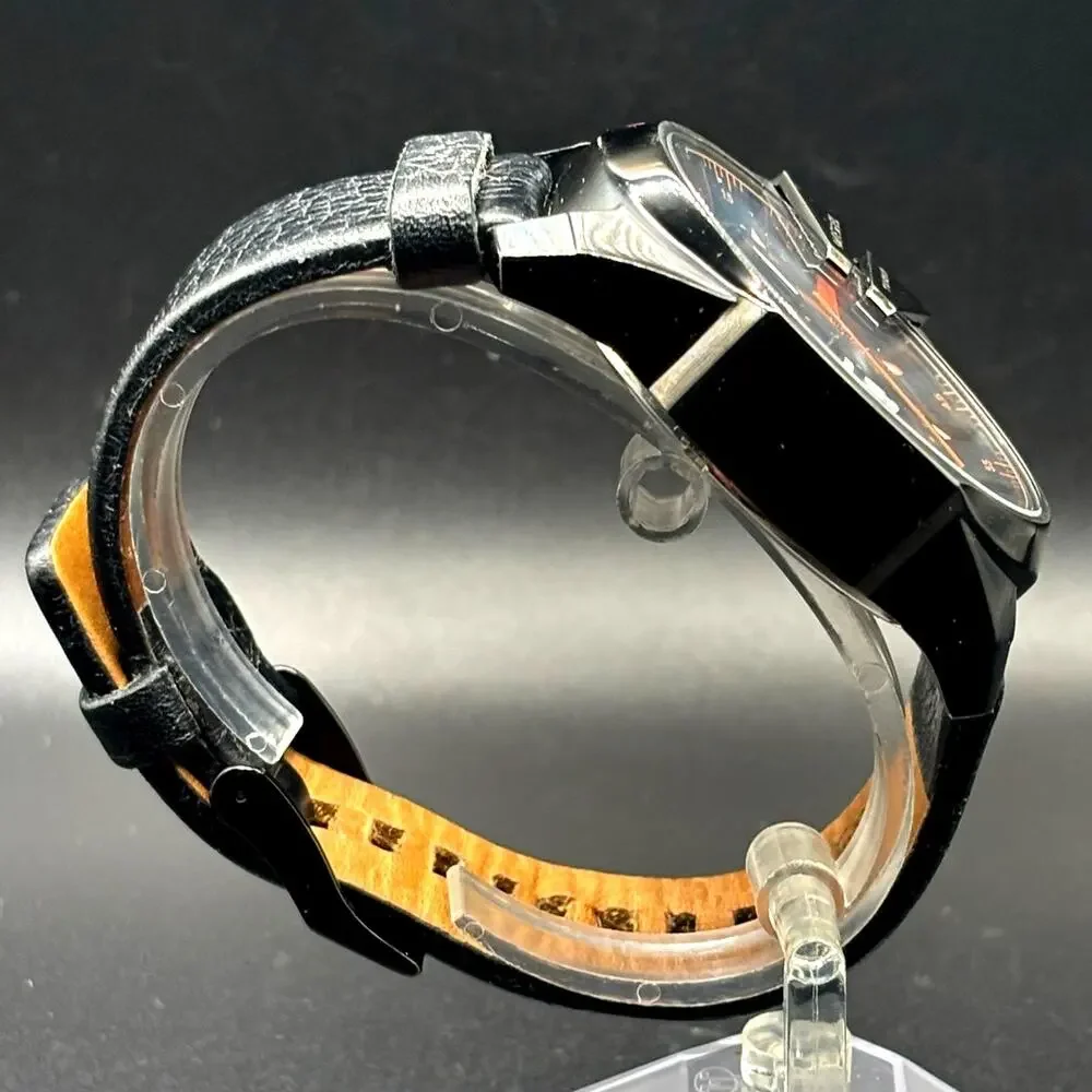 Diesel Mega Chief DZ4291 Black Orange Chronograph Leather Men's Watch 51mm
